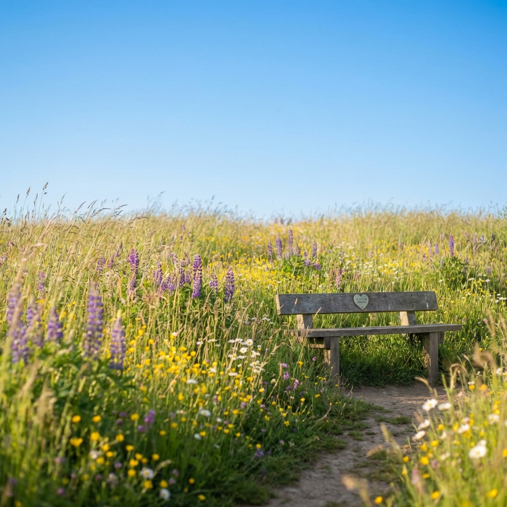 A quiet meadow representing his gentle nature.